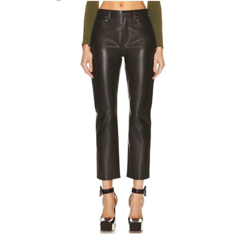 Citizens Of Humanity Jolene High Rise Vintage Slim Recycled Leather Pants Sz 33